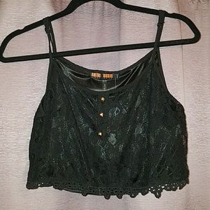 Black lace crop top